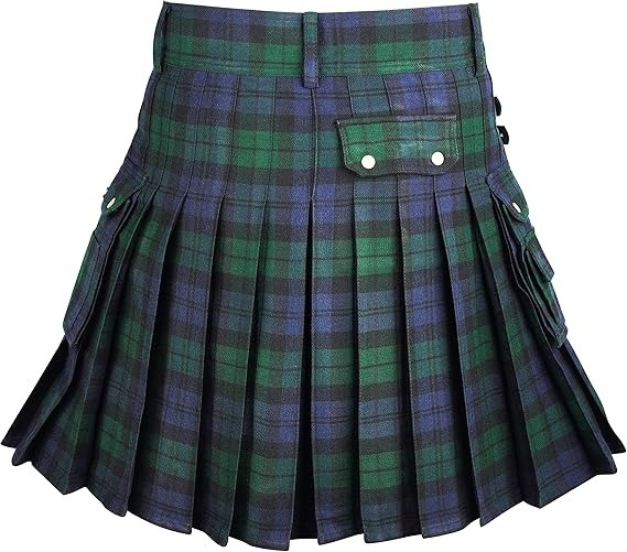 Detail of Black Watch tartan weave on a utility kilt