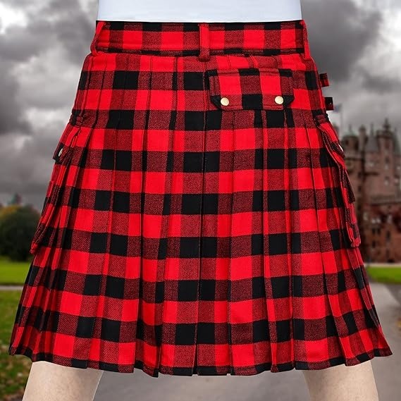 Rob Roy tartan utility kilt worn with sporran-ready Highland outfit